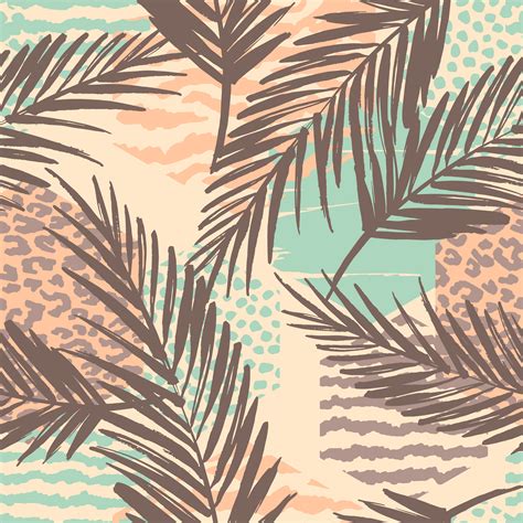 Abstract seamless pattern with animal print, tropical plants and geometric shapes. 304614 Vector ...