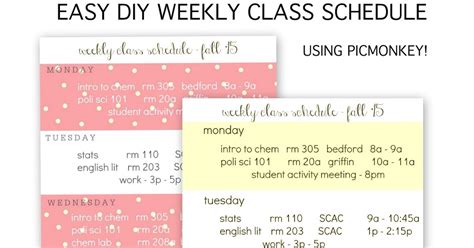 five sixteenths blog: Make it Monday // DIY School Schedule using PicMonkey