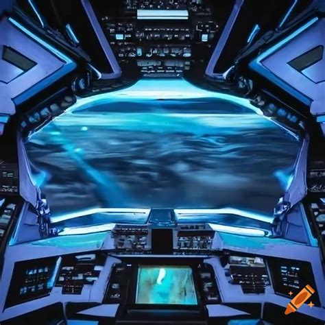 Interior of a futuristic spaceship cockpit on Craiyon