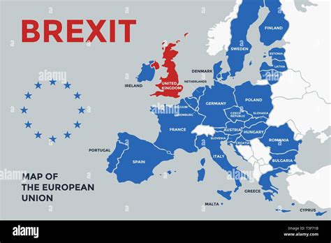 Poster-Karte der Europäischen Union mit Ländernamen Stock-Vektorgrafik - Alamy
