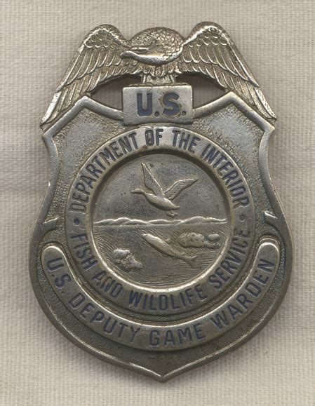 Early 1950s US Fish & Wildlife Service Deputy Game Warden Badge: Flying Tiger Antiques Online Store