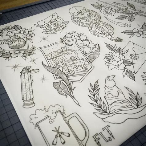 Tattoo flash sheet, Harry potter, Flash tattoo