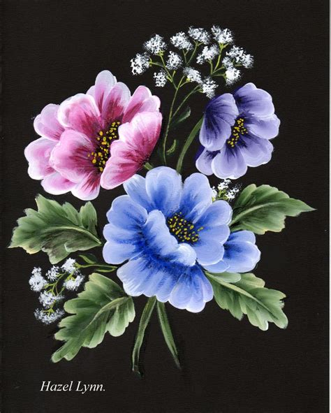 One Stroke Flowers. | Floral painting, Flower painting, Flower art