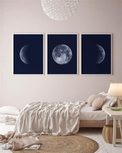 Moon Decor Bedroom Printable Art Set of 3 Moon Phases Moon | Etsy ...