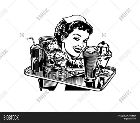 Retro Diner Waitress - Retro Clip Vector & Photo | Bigstock