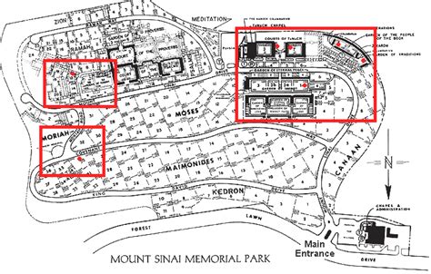 Map of Mount Sinai Memorial Park in Culver City.