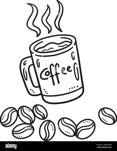 Mug with Coffee and Coffee Beans Isolated Coloring Stock Vector Image ...
