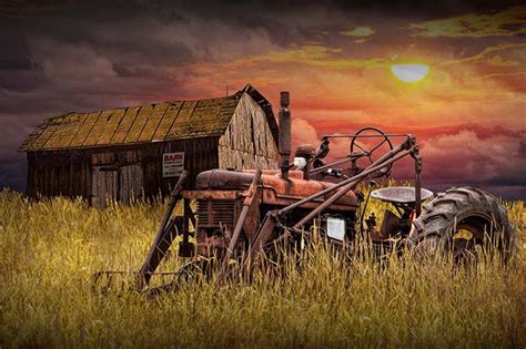 Rural Farm Scene, Barn for Sale, Rusty Tractor, Red Tractor, Farmall ...