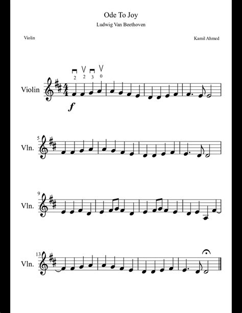 Ode To Joy (Violin) sheet music download free in PDF or MIDI