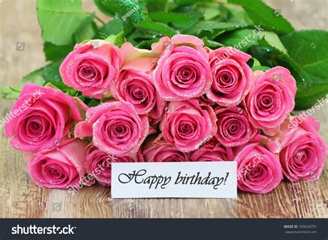 Happy Birthday Card Pink Roses Bouquet Stock Photo (Edit Now) 169620791