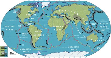 World map of Tectonic plate boundaries | Tectonic plate boundaries, Plate boundaries, Map