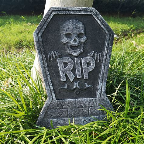 Halloween Tombstone Props Graveyard Spooky Skeleton Outdoor Party Decoration TH | eBay