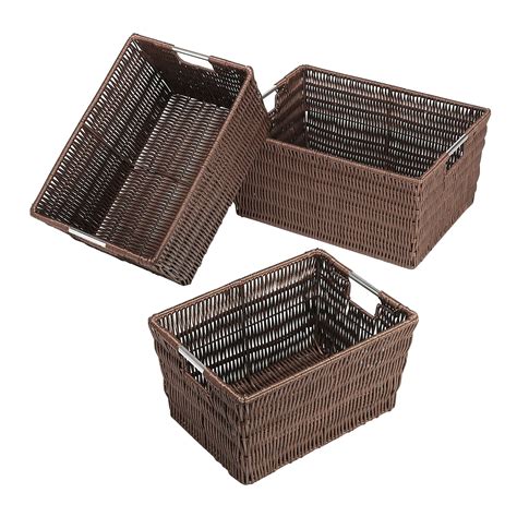 Essential Home Set of Three Java Rattique Storage Baskets - Home - Home ...