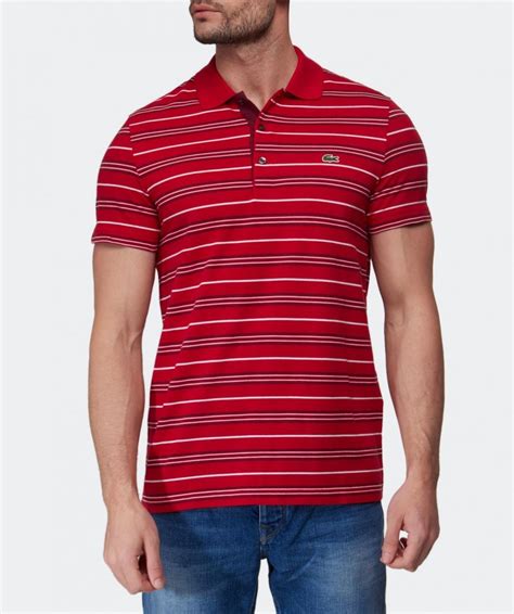 Lyst - Lacoste Regular Fit Striped Polo Shirt in Red for Men