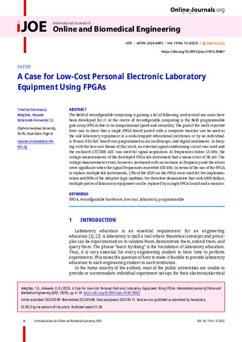 (PDF) A Case for Low-Cost Personal Electronic Laboratory Equipment using FPGAs | Timothy ...