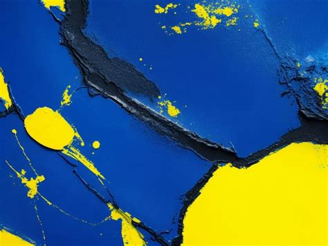 Premium Photo | Blue and yellow paint on black background