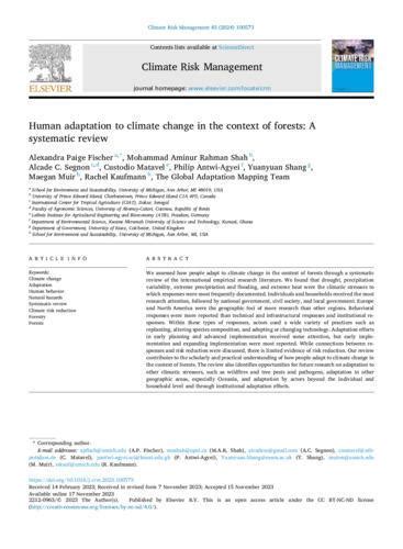 Human adaptation to climate change in the context of forests: a systematic review - CGIAR