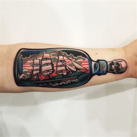 Ship in a bottle tattoo - Tattoogrid.net