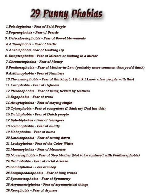 Types Of Phobias List