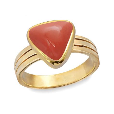 18k Gold Certified 6.50 Carats Red Coral Ring - Gleam Jewels