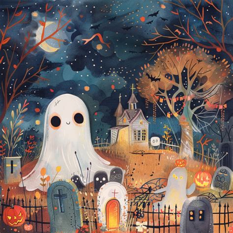 Cute Halloween Ghost Art Print Free Stock Photo - Public Domain Pictures