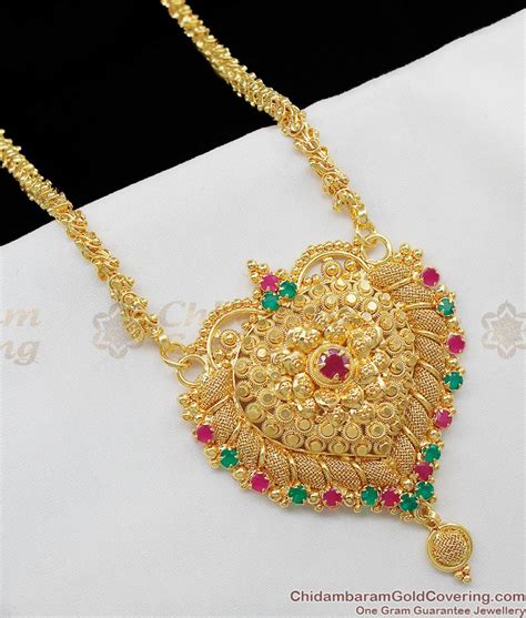 Unique Handmade Multi Stone Gold Plated Dollar Chain For Ladies Daily Use BGDR331