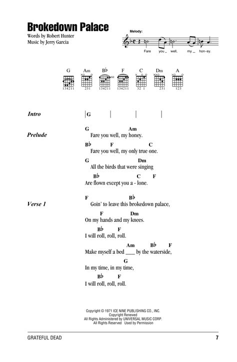 Brokedown Palace by Grateful Dead - Guitar Chords/Lyrics - Guitar ...