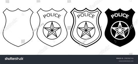 Black White Police Badge Set Isolated Stock Vector (Royalty Free ...