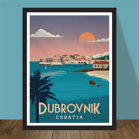 Dubrovnik Poster | Travel postcard, Vintage travel posters, Travel posters