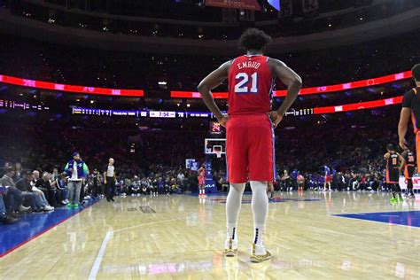 Joel Embiid Seen at 76ers Shootaround Before Game 1 vs. Celtics ...