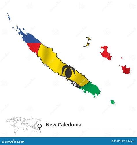 Map of New Caledonia with Flag Stock Vector - Illustration of color, shape: 125152355