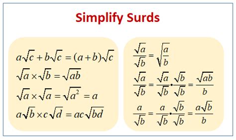 Simplifying Surds (examples, solutions, videos, worksheets, activities)