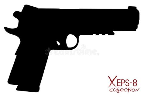 Modern Black Pistol Silhouette Isolated on White Stock Vector - Illustration of contour, fire ...