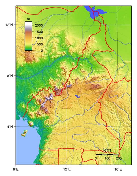 Large physical map of Cameroon | Cameroon | Africa | Mapsland | Maps of ...