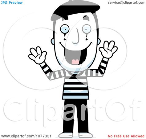 Clipart Happy Male Mime Holding Up His Hands - Royalty Free Vector ...