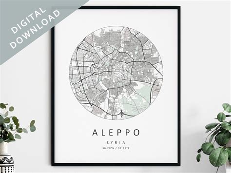 Aleppo Map Print Map of Aleppo Aleppo Syria City Map Art Aleppo Poster ...