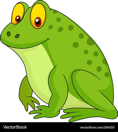 Cute green frog cartoon Royalty Free Vector Image