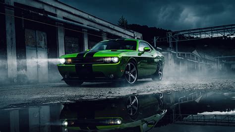 Download wallpaper 3840x2160 green dodge challenger, muscle car, 2020 4k wallpaper, uhd ...