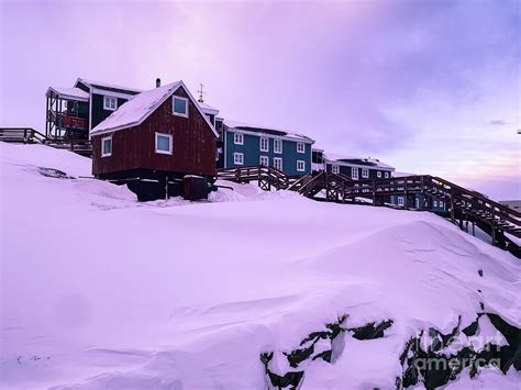 Colored Houses in Nuuk, Greenland, in Winter by Unbounded Art