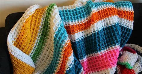 Crochet Waffle Stitch Throw Pattern | Waffle stitch, Crochet square blanket, Crochet waffle stitch