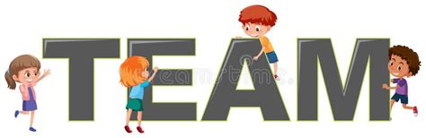 Children with team logo stock illustration. Illustration of cartoon ...