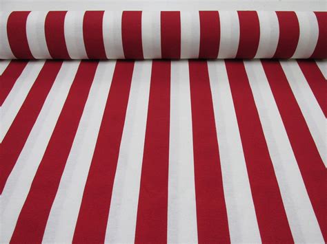 RED White Striped Fabric - Sofia Stripes Curtain Upholstery Material - 280cm wide - Lush Fabric