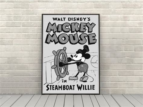 Steamboat Willie Poster Mickey Mouse Poster Vintage Disney - Etsy