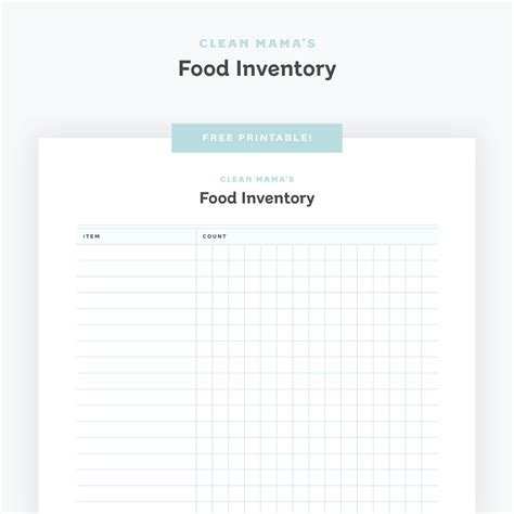 Free Printable : Food Inventory Checklist