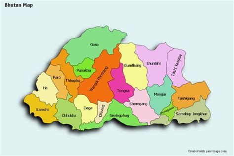 Create Custom Bhutan Map Chart with Online, Free Map Maker. Color Bhutan Map with your own ...