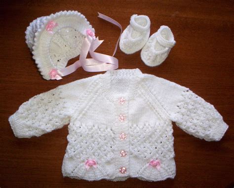 Hand Knitted Cardigan/Sweater Set, Newborn Baby girl or 19/21" Reborn | Hand knitting, Baby ...