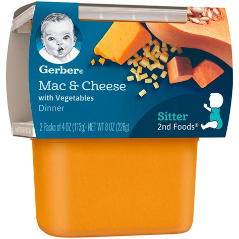 Gerber 2nd Foods Macaroni & Cheese with Vegetables Baby Food, 4 oz. Tubs, 2 Count | La Comprita