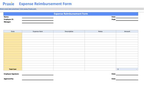 Expense Reimbursement Form - Human Resources Software Online Tools