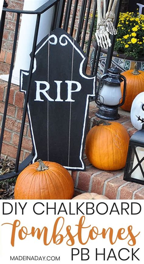 DIY Halloween Chalkboard Tombstones | Halloween chalkboard, Halloween ...