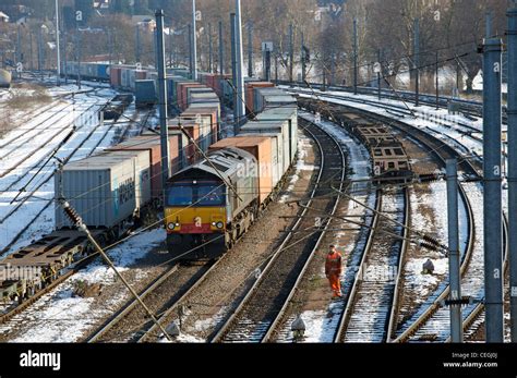 Freight train, marshaling yard, Ipswich, Suffolk, UK Stock Photo - Alamy